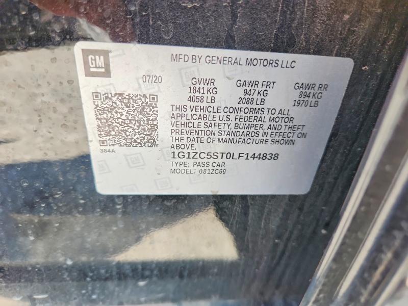 Aukcja sprzedaży 2020 Chevrolet Malibu, vin: 1G1ZC5ST0LF144838, numer aukcji: 59187666