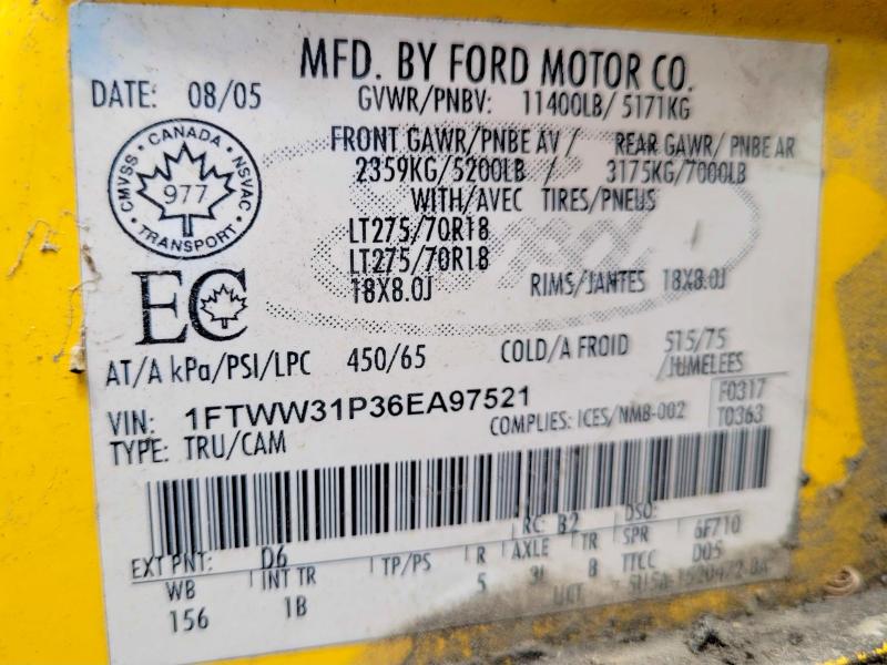 Продаж на аукціоні авто 2006 Ford F350, vin: 1FTWW31P36EA97521, номер лоту: 59161836