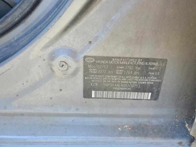 58121156 :رقم المزاد ، 5NPDH4AE4DH339753 vin ، 2013 Hyundai Elantra مزاد بيع