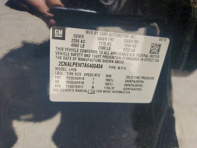Продажа на аукционе авто 2010 Chevrolet Equinox, vin: 2CNALPEW7A6400434, номер лота: 55757276