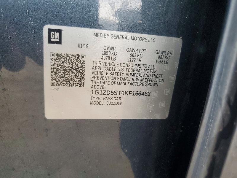 Продажа на аукционе авто 2019 Chevrolet Malibu, vin: 1G1ZD5ST0KF166463, номер лота: 56585006