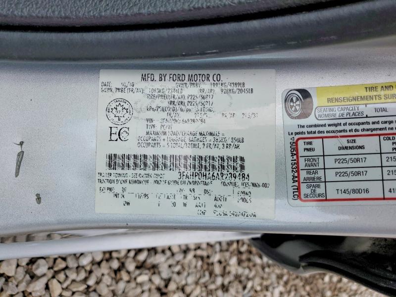 2010 Ford Fusion მანქანა იყიდება აუქციონზე, vin: 3FAHP0HA6AR289484, აუქციონის ნომერი: 55143936