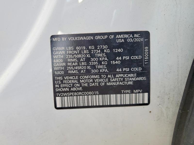 Продажа на аукционе авто 2024 Volkswagen Id.4, vin: 1V2WSPE80RC006015, номер лота: 56792676