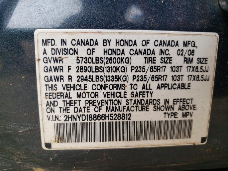 Aukcja sprzedaży 2006 Acura Mdx, vin: 2HNYD18866H528812, numer aukcji: 57933866