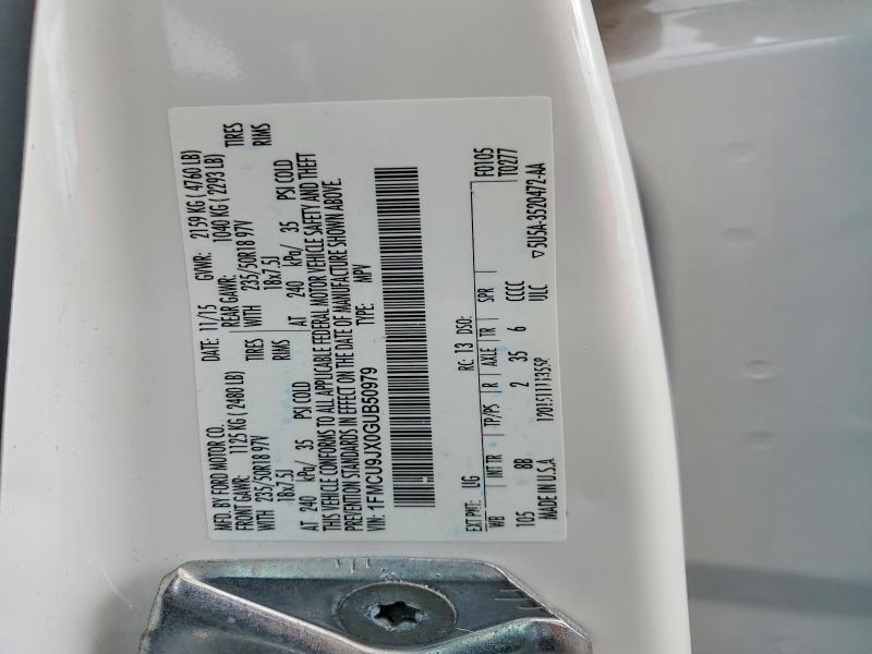 2016 Ford Escape მანქანა იყიდება აუქციონზე, vin: 1FMCU9JX0GUB50979, აუქციონის ნომერი: 57643096