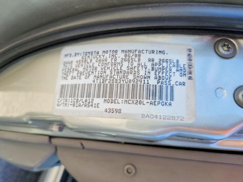 Aukcja sprzedaży 2000 Toyota Avalon, vin: 4T1BF28B3YU092911, numer aukcji: 57062616