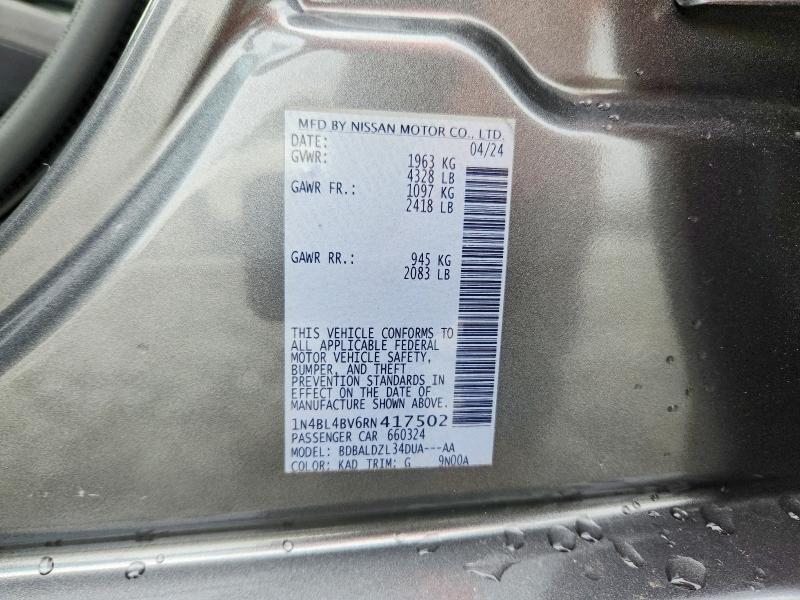 Продажа на аукционе авто 2024 Nissan Altima, vin: 1N4BL4BV6RN417502, номер лота: 57289936