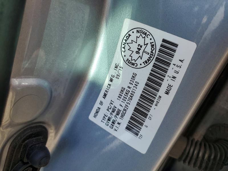 57131996 :رقم المزاد ، 1HGCR2F57GA801340 vin ، 2016 Honda Accord مزاد بيع