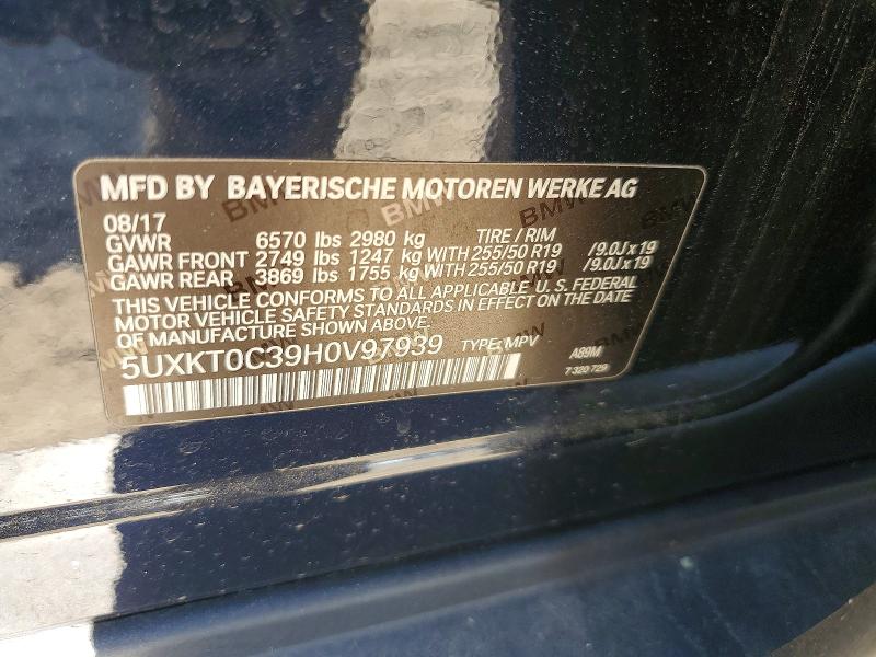 Aukcja sprzedaży 2017 Bmw X5, vin: 5UXKT0C39H0V97939, numer aukcji: 58296046