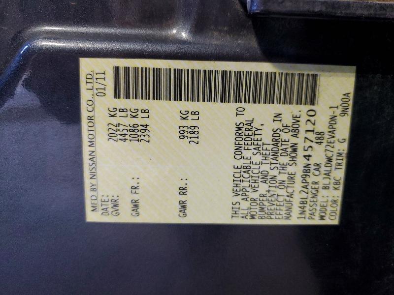 57781786 :رقم المزاد ، 1N4BL2AP9BN457120 vin ، 2011 Nissan Altima مزاد بيع