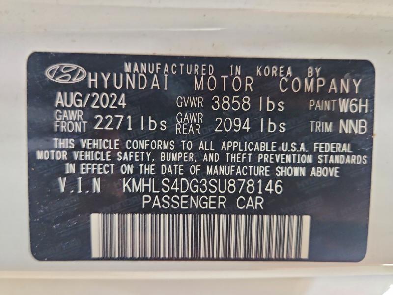 2025 Hyundai Elantra მანქანა იყიდება აუქციონზე, vin: KMHLS4DG3SU878146, აუქციონის ნომერი: 56626636