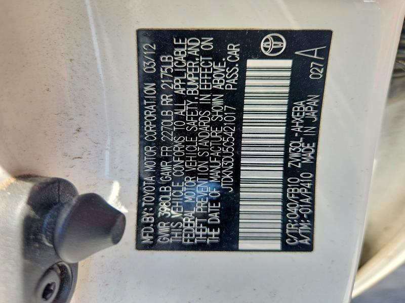 Продажа на аукционе авто 2012 Toyota Prius, vin: JTDKN3DU5C5421017, номер лота: 55992596