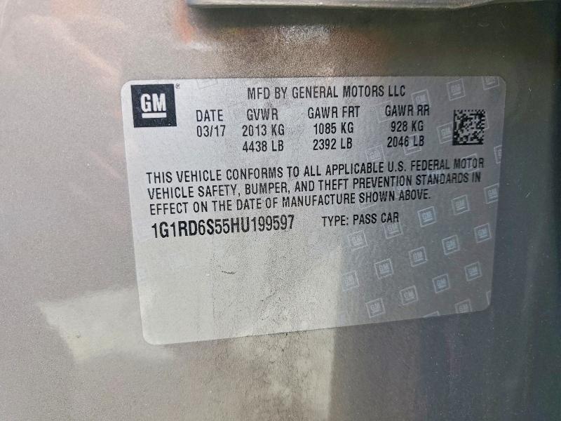 Auction sale of the 2017 Chevrolet Volt, vin: 1G1RD6S55HU199597, lot number: 56675876