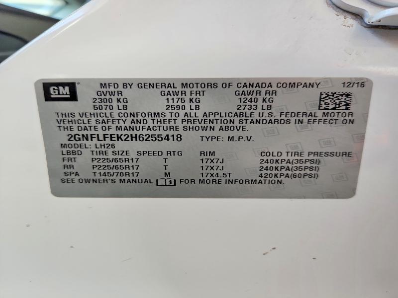 2017 Chevrolet Equinox მანქანა იყიდება აუქციონზე, vin: 2GNFLFEK2H6255418, აუქციონის ნომერი: 58495396