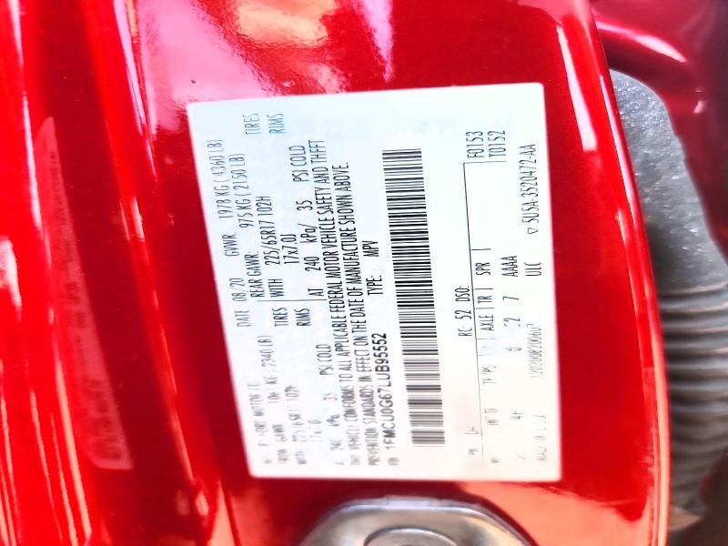 2020 Ford Escape მანქანა იყიდება აუქციონზე, vin: 1FMCU0G67LUB95552, აუქციონის ნომერი: 58294506