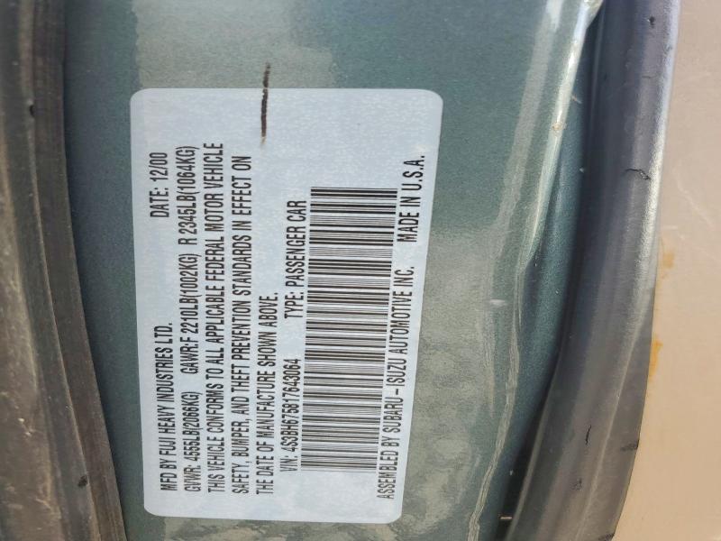 Продажа на аукционе авто 2001 Subaru Legacy, vin: 4S3BH675817643064, номер лота: 58254776