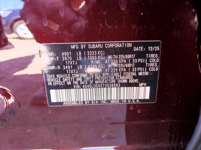 2026 Subaru Forester მანქანა იყიდება აუქციონზე, vin: 4S4SLDD65T3038683, აუქციონის ნომერი: 95589445