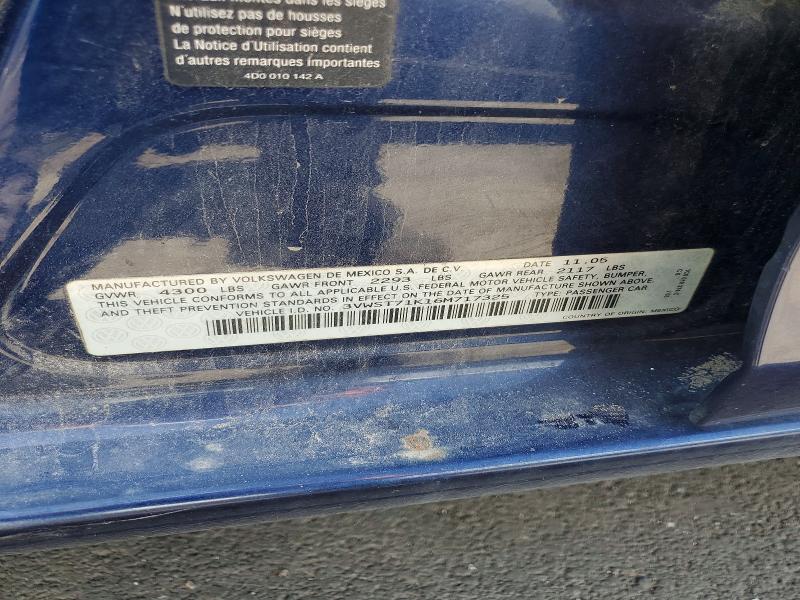 2006 Volkswagen Jetta მანქანა იყიდება აუქციონზე, vin: 3VWST71K16M717325, აუქციონის ნომერი: 55925086