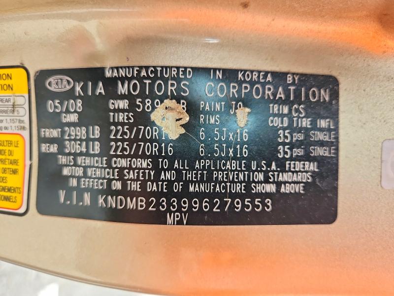 56461806 :رقم المزاد ، KNDMB233996279553 vin ، 2009 Kia Sedona مزاد بيع