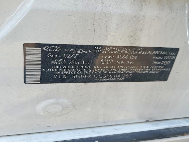 Продажа на аукционе авто 2022 Hyundai Sonata, vin: 5NPEK4JC3NH141283, номер лота: 58102556