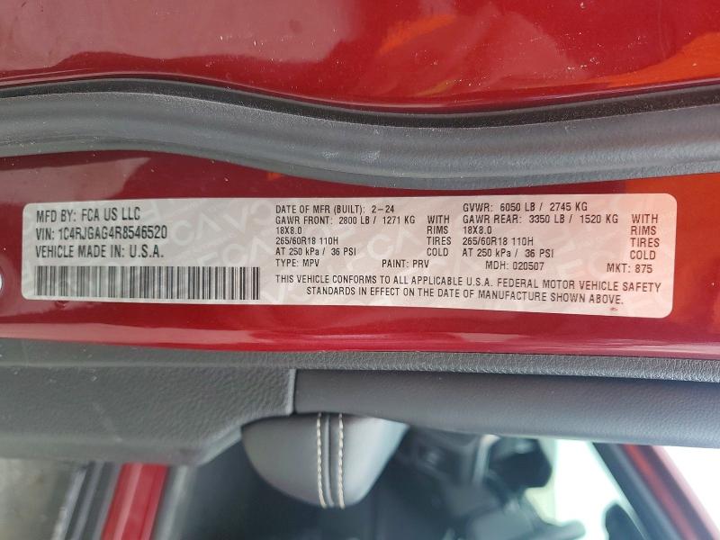 2024 Jeep Grand Cherokee მანქანა იყიდება აუქციონზე, vin: 1C4RJGAG4R8546520, აუქციონის ნომერი: 55181976