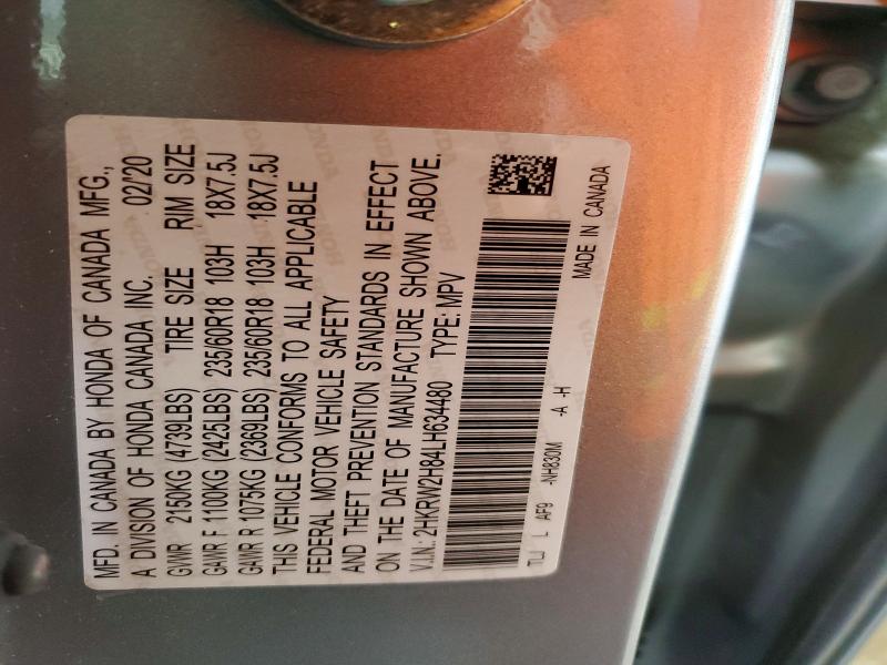 57699906 :رقم المزاد ، 2HKRW2H84LH634480 vin ، 2020 Honda Cr-v مزاد بيع