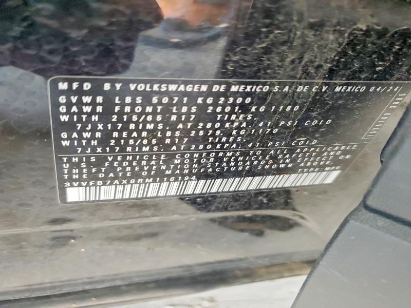 Aukcja sprzedaży 2024 Volkswagen Tiguan, vin: 3VVFB7AX8RM116194, numer aukcji: 58435156