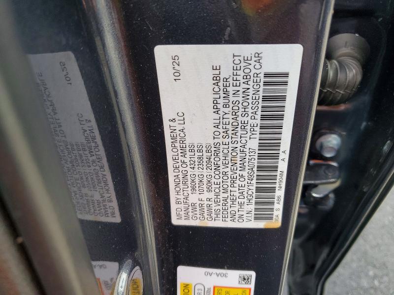 Aukcja sprzedaży 2025 Honda Accord, vin: 1HGCY1F49SA075137, numer aukcji: 56336606