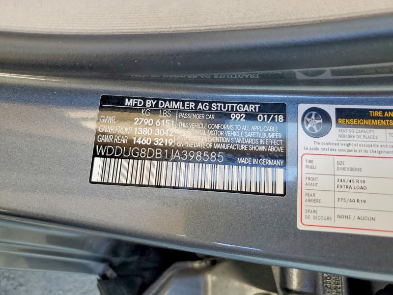 2018 Mercedes-benz S მანქანა იყიდება აუქციონზე, vin: WDDUG8DB1JA398585, აუქციონის ნომერი: 55621366