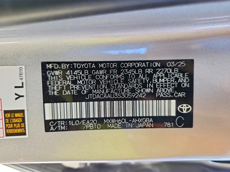 Auction sale of the 2025 Toyota Prius, vin: JTDACAAU3S3059242, lot number: 56169326