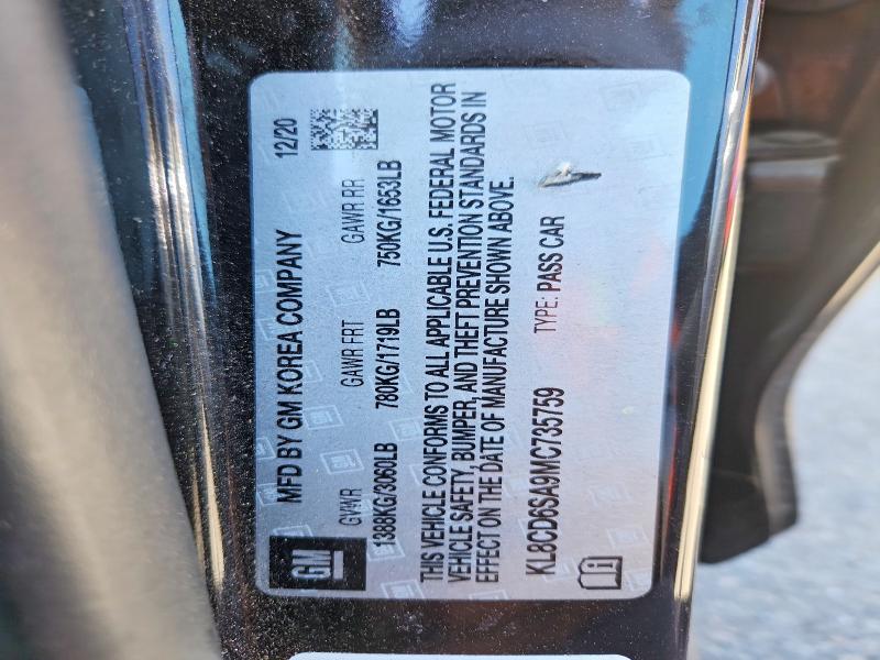 Продажа на аукционе авто 2021 Chevrolet Spark, vin: KL8CD6SA9MC735759, номер лота: 56315446