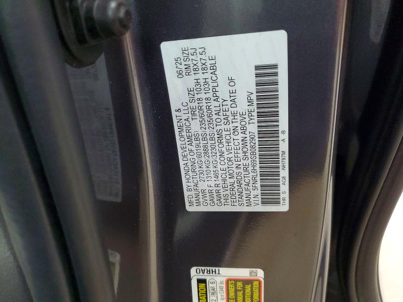 Продажа на аукционе авто 2025 Honda Odyssey, vin: 5FNRL6H69SB082907, номер лота: 58145616