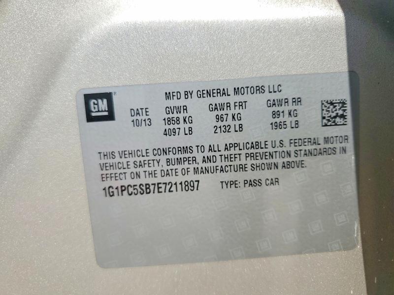 59133106 :رقم المزاد ، 1G1PC5SB7E7211897 vin ، 2014 Chevrolet Cruze مزاد بيع