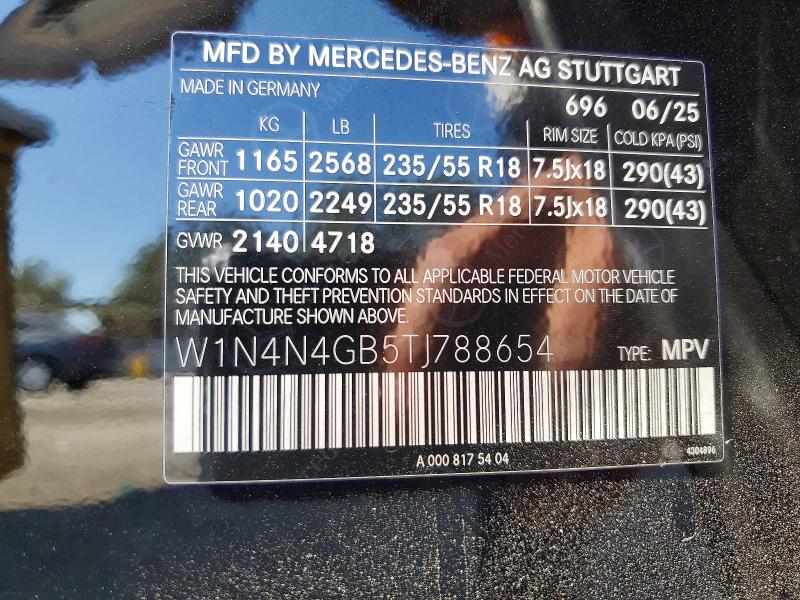 59151656 :رقم المزاد ، W1N4N4GB5TJ788654 vin ، 2026 Mercedes-benz Gla مزاد بيع