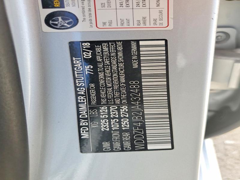 59148686 :رقم المزاد ، WDDZF4JB2JA432488 vin ، 2018 Mercedes-benz E مزاد بيع