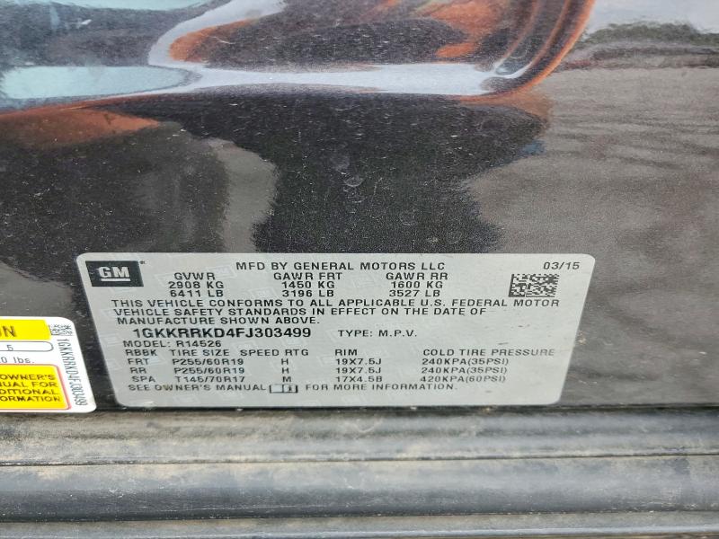 Aukcja sprzedaży 2015 Gmc Acadia, vin: 1GKKRRKD4FJ303499, numer aukcji: 58614266