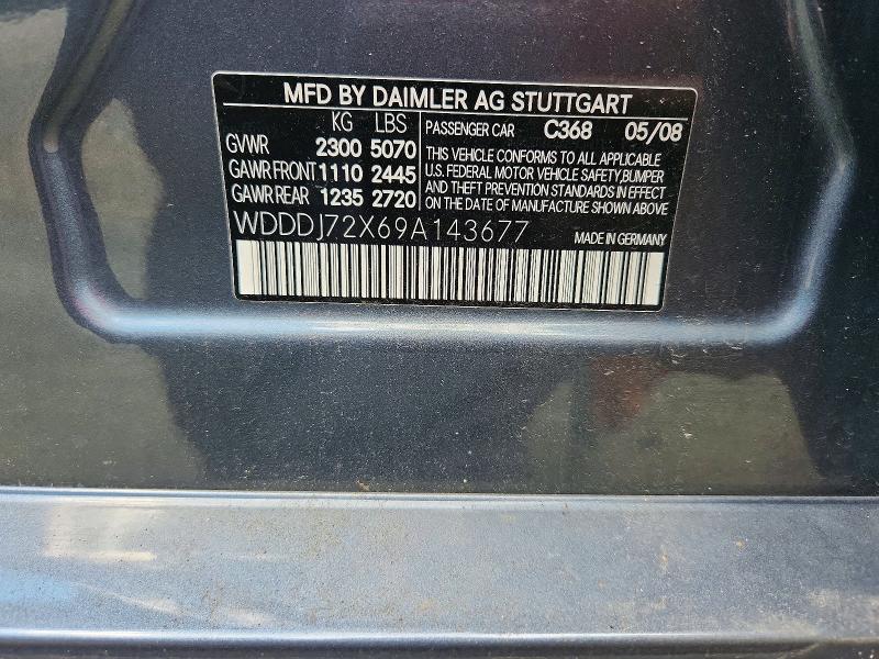 58472196 :رقم المزاد ، WDDDJ72X69A143677 vin ، 2009 Mercedes-benz Cls مزاد بيع