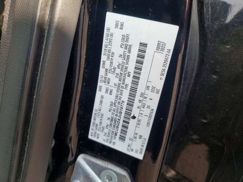 58537526 :رقم المزاد ، 1FMCU9GDXJUB10770 vin ، 2018 Ford Escape مزاد بيع