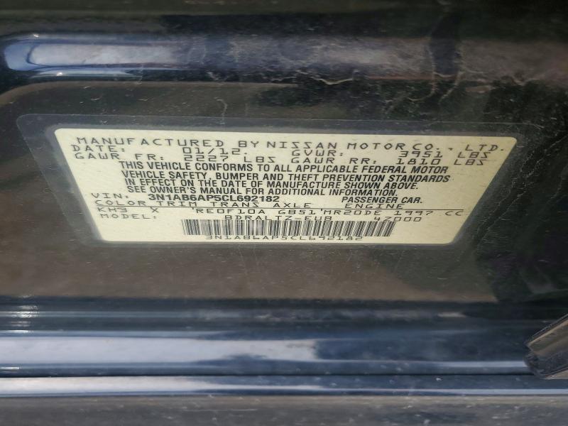2012 Nissan Sentra მანქანა იყიდება აუქციონზე, vin: 3N1AB6AP5CL692182, აუქციონის ნომერი: 56432736