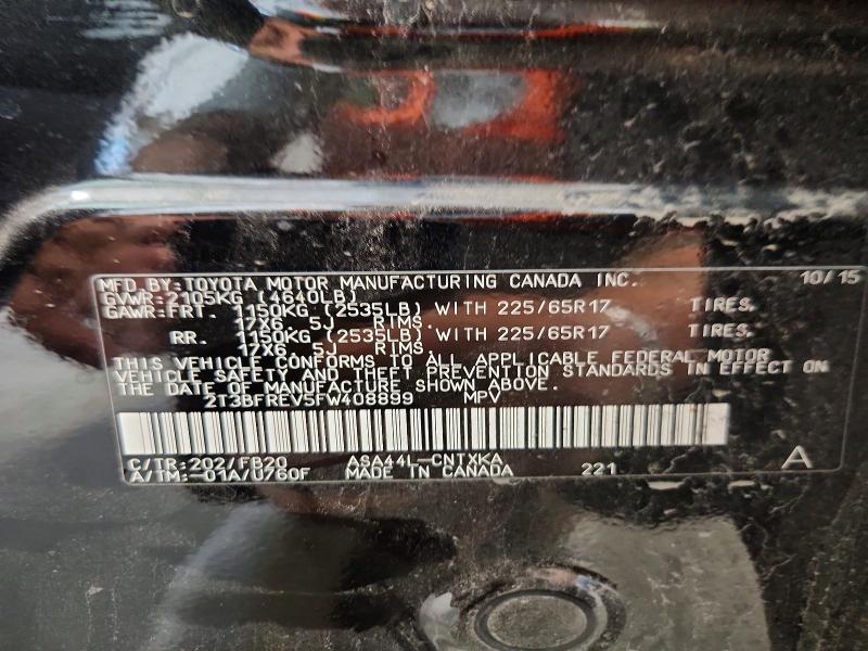 Aukcja sprzedaży 2015 Toyota Rav4, vin: 2T3BFREV5FW408899, numer aukcji: 59186136