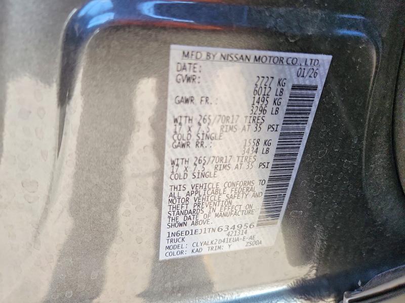 Aukcja sprzedaży 2026 Nissan Frontier, vin: 1N6ED1EJ1TN634956, numer aukcji: 57582546