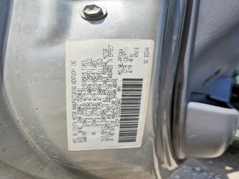 58317826 :رقم المزاد ، 4T3ZF13C53U533043 vin ، 2003 Toyota Sienna مزاد بيع