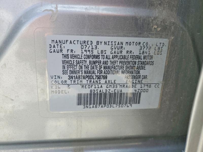 Продаж на аукціоні авто 2013 Nissan Sentra, vin: 3N1AB7AP0DL750769, номер лоту: 56739556