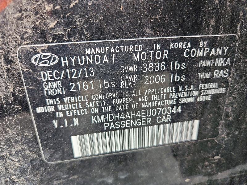 Aukcja sprzedaży 2014 Hyundai Elantra, vin: KMHDH4AH4EU070344, numer aukcji: 58890456