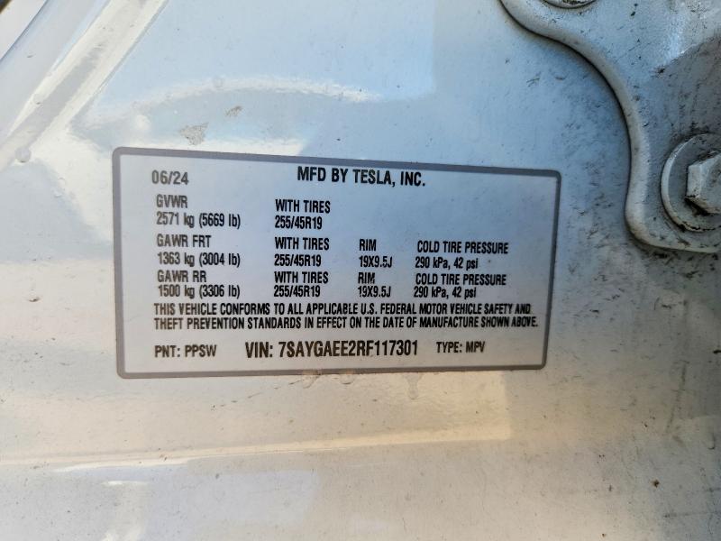 2024 Tesla Model Y მანქანა იყიდება აუქციონზე, vin: 7SAYGAEE2RF117301, აუქციონის ნომერი: 57588746