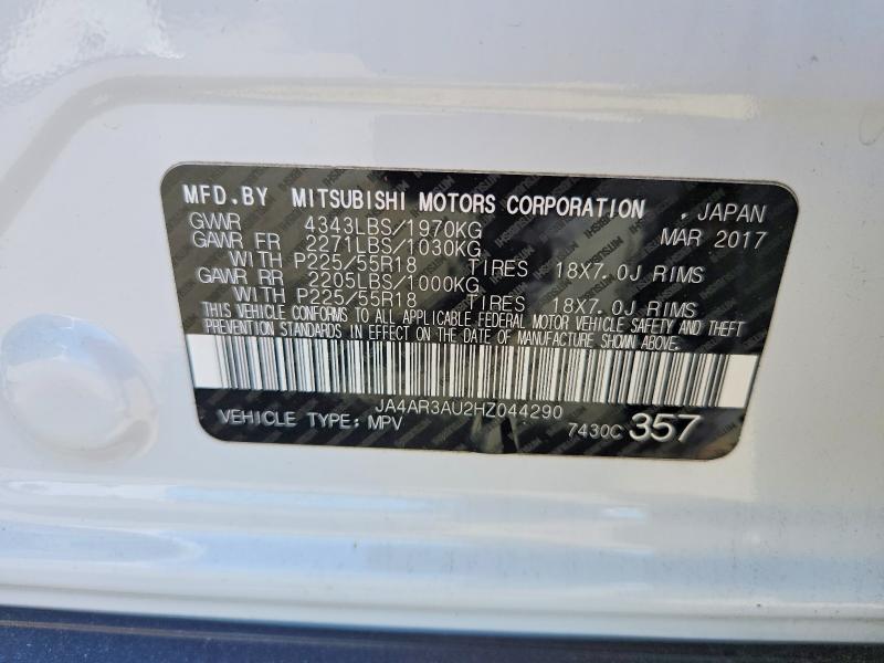 2017 Mitsubishi Outlander მანქანა იყიდება აუქციონზე, vin: JA4AR3AU2HZ044290, აუქციონის ნომერი: 55986966