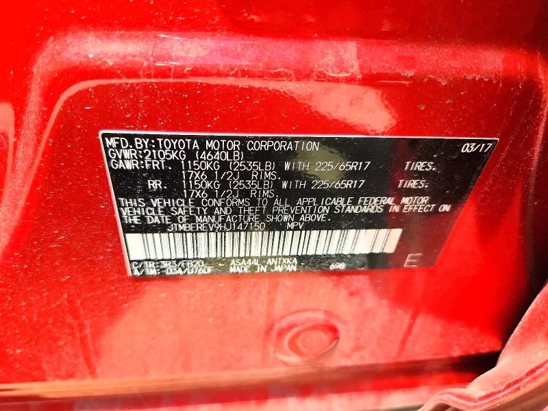 Aukcja sprzedaży 2017 Toyota Rav4, vin: JTMBFREV9HJ147150, numer aukcji: 56657006