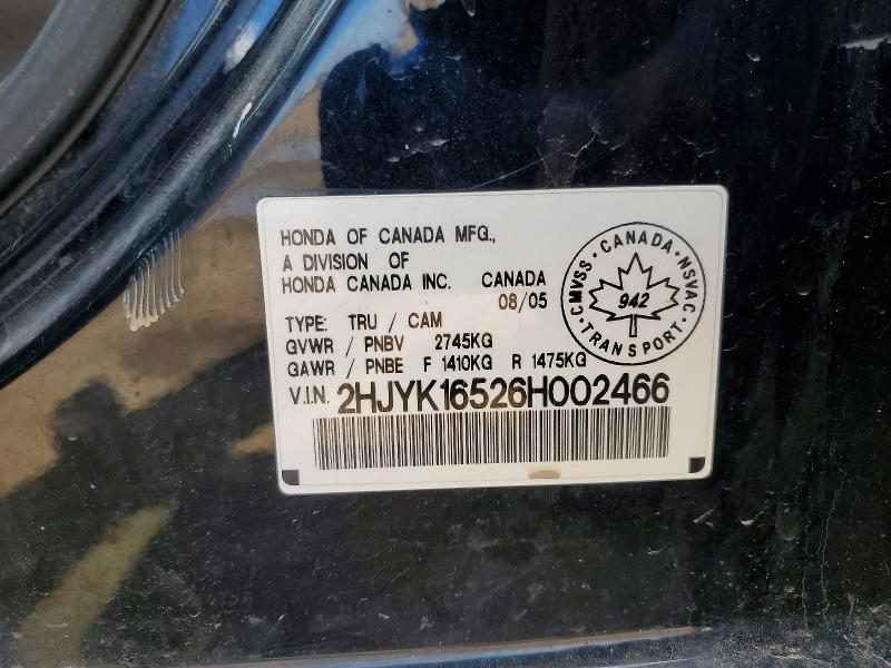 55894486 :رقم المزاد ، 2HJYK16526H002466 vin ، 2006 Honda Ridgeline مزاد بيع