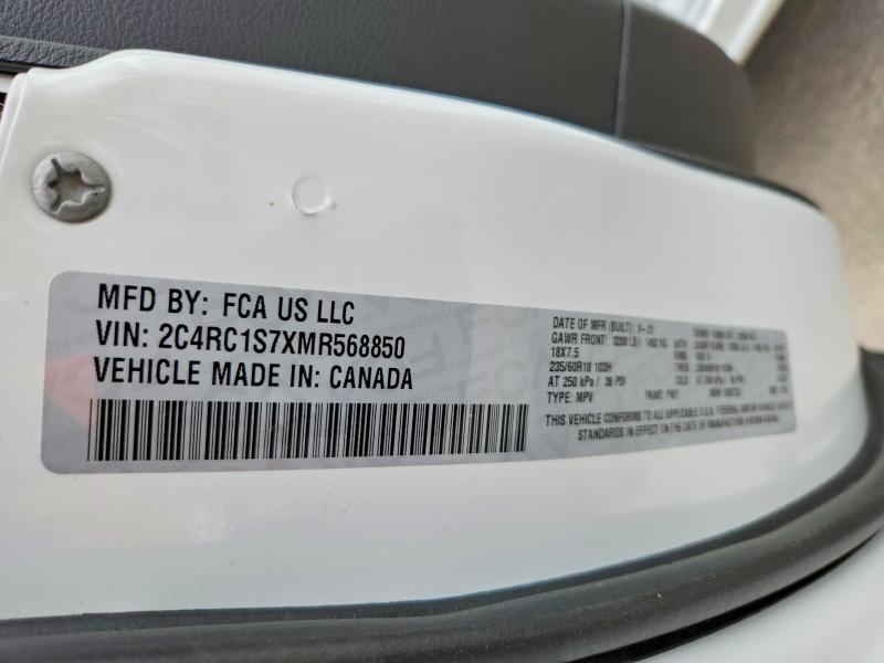 Продажа на аукционе авто 2021 Chrysler Pacifica, vin: 2C4RC1S7XMR568850, номер лота: 56338276