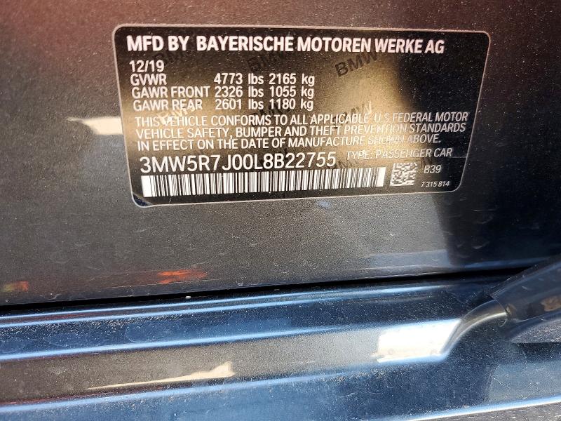 Aukcja sprzedaży 2020 Bmw 330xi, vin: 3MW5R7J00L8B22755, numer aukcji: 57056266